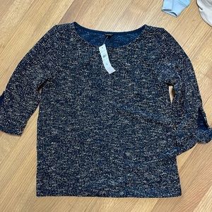 Navy and white Ann Taylor blouse